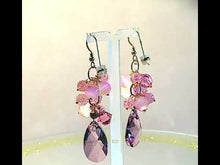 Load and play video in Gallery viewer, Handcrafted crystal and gemstone dangle earrings in gold filled
