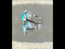 Load and play video in Gallery viewer, Video of neon blue Paraiba tourmaline ring for women
