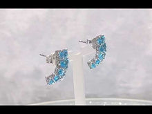 Load and play video in Gallery viewer, Blue topaz gemstone hoop earings
