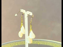 Load and play video in Gallery viewer, long white gemstone and gold earrings
