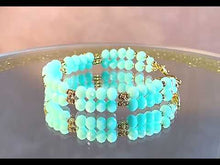 Load and play video in Gallery viewer, Beaded Gold Filled Turquoise Crystal handmade bracelet
