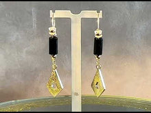 Load and play video in Gallery viewer, Black onyx and crystal drop earrings
