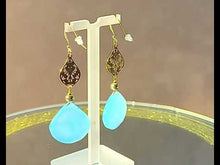 Load and play video in Gallery viewer, Gold Filled Chalcedony gemstone drop earrings for women
