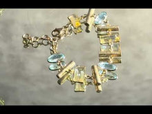 Load and play video in Gallery viewer, Blue topaz and citrine gemstone bracelet in gold filled

