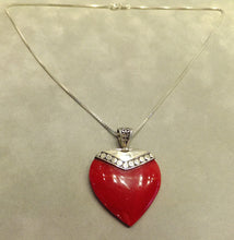 Load image into Gallery viewer, Red sponge coral heart necklace
