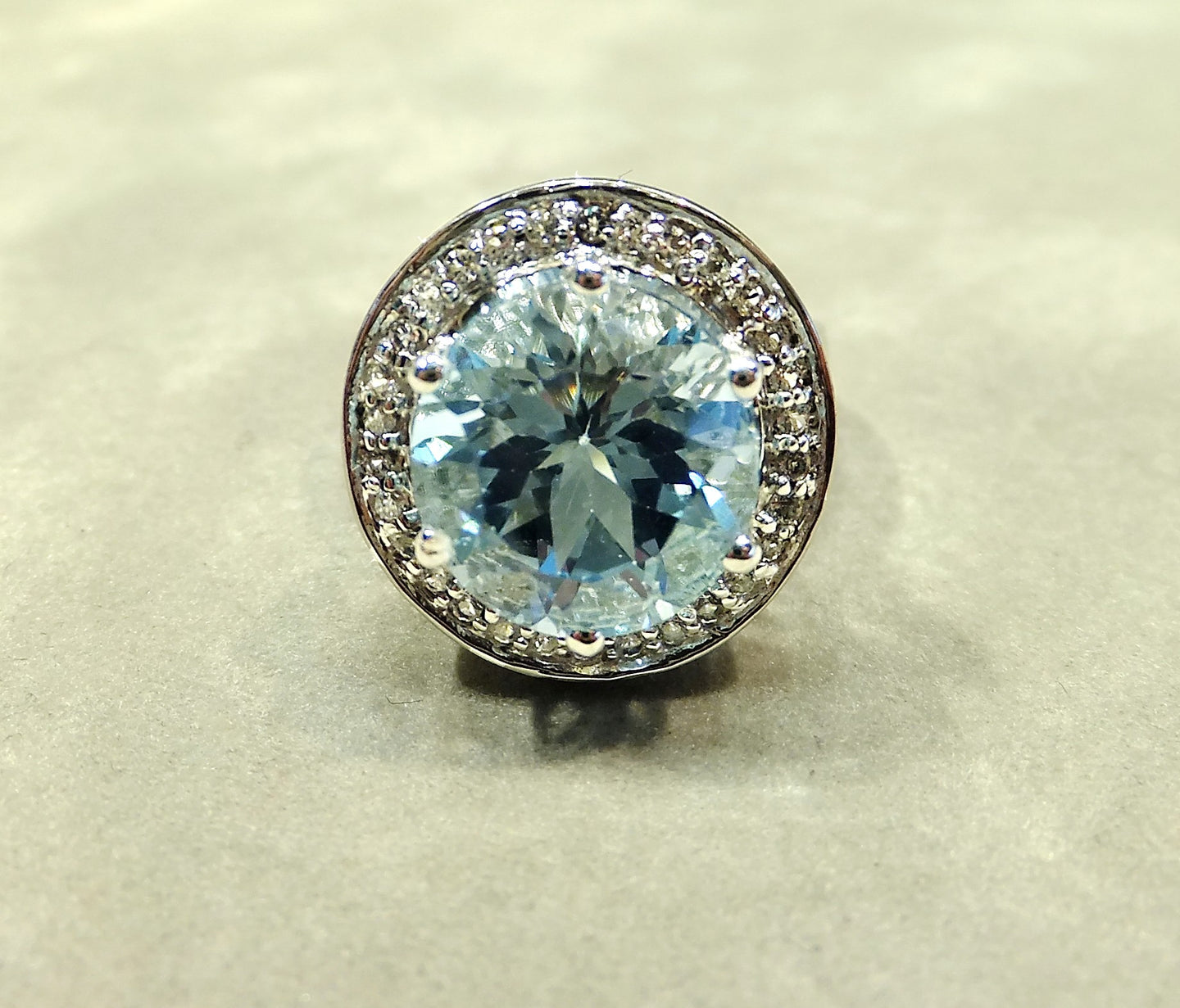 Round bold Blue topaz gemstone ring