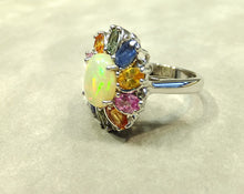 Load image into Gallery viewer, Opal Flower gemstone ring

