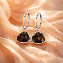 Load image into Gallery viewer, Sterling silver smokey quartz gemstone earrings
