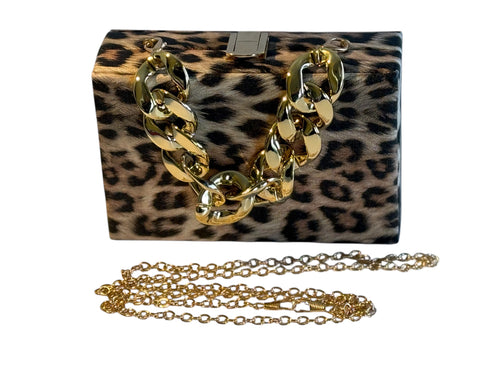 Animal print evening clutch bag