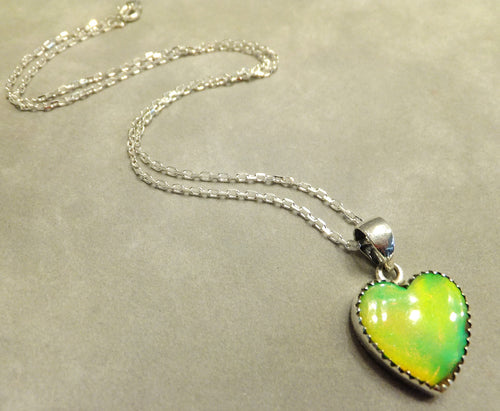 Aurora Opal heart necklace