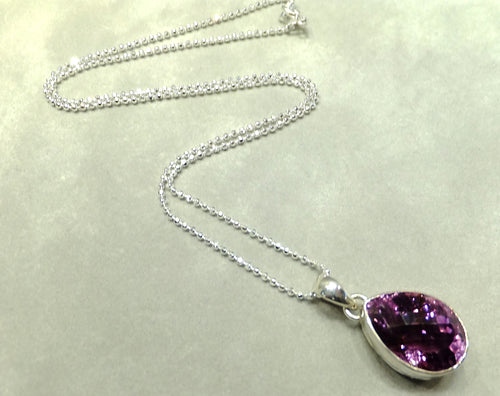 Amethyst teardop necklace in sterling silver