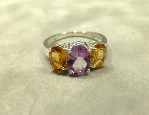 Citrine and Amethyst ring