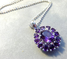 Load image into Gallery viewer, Amethyst daisy flower gemstone pendant necklace
