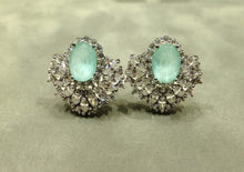 Load image into Gallery viewer, Aqua Chalcedony stud gemstone earrings
