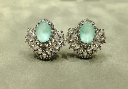 Aqua Chalcedony stud gemstone earrings