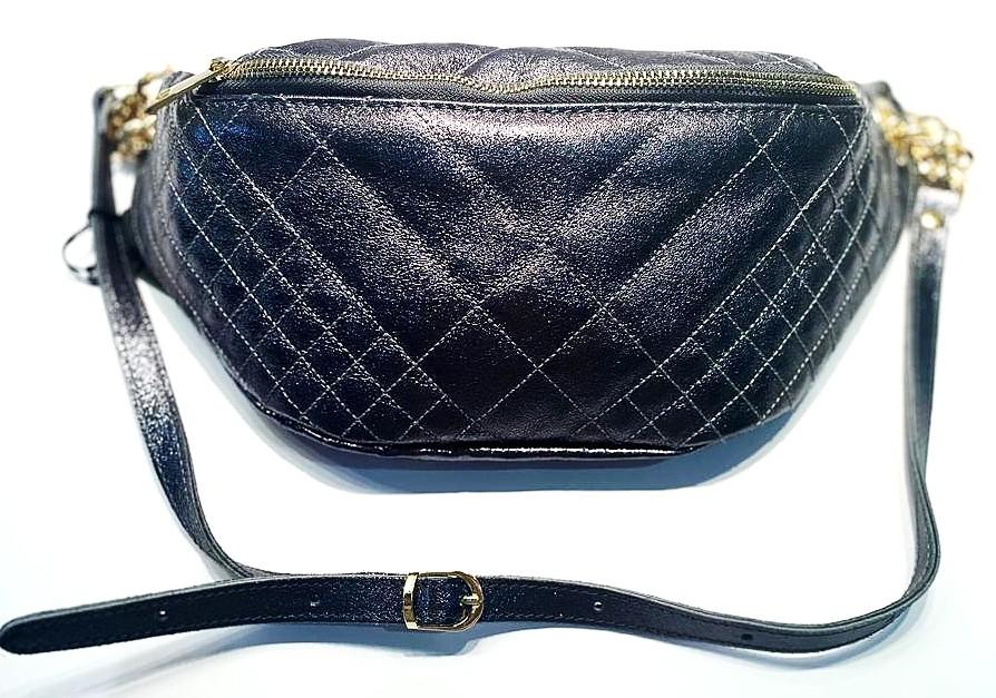Black quilted Italian leather bag