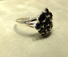 Load image into Gallery viewer, Black sapphire gemstone cluster ring
