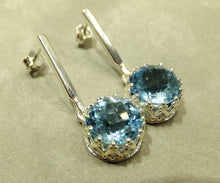 Load image into Gallery viewer, Blue topaz drop gemstone earrings in sterling silver

