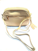 Load image into Gallery viewer, Three zipper beige Italian leather Bag
