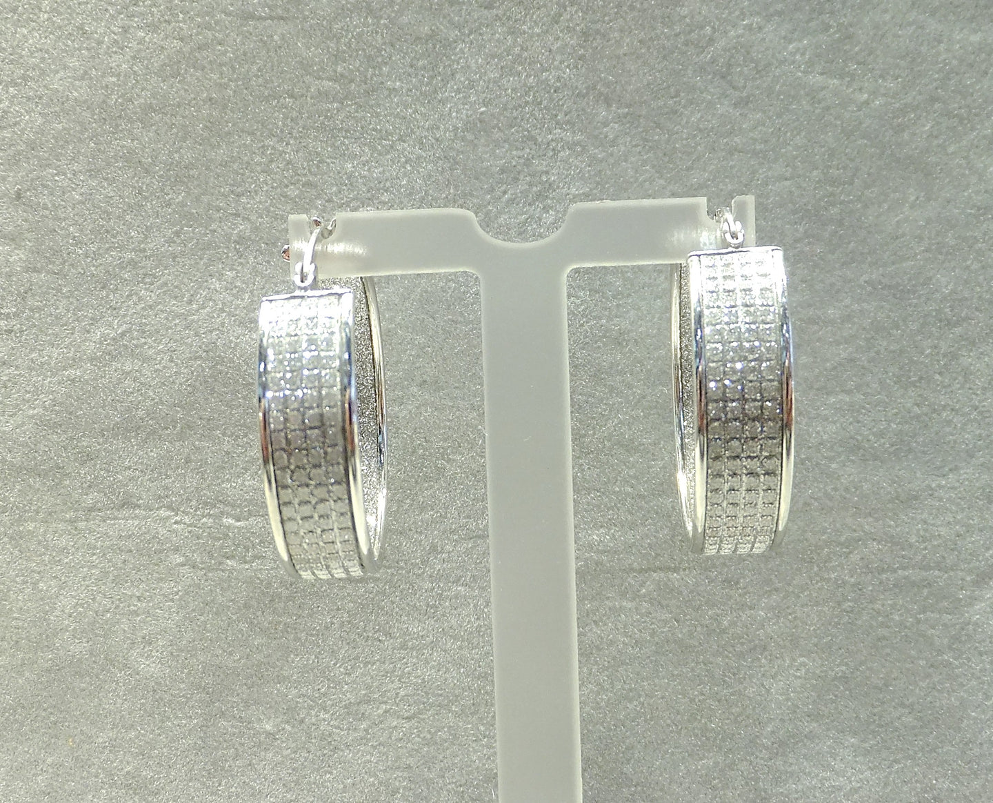 Crystal sterling silver hoop earrings