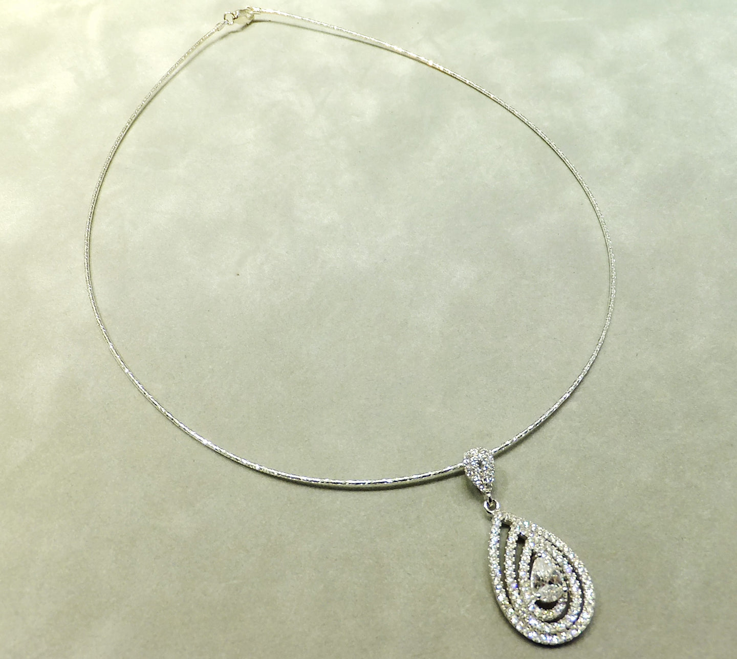 Sterling silver crystal teardrop necklace
