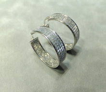 Load image into Gallery viewer, Sterling silver crystal hoop earrings
