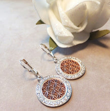 Load image into Gallery viewer, Rose gold and sterling silver drop earrings

