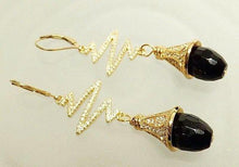 Load image into Gallery viewer, gold and onyx gemstone earrings

