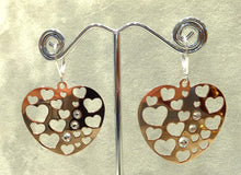 Load image into Gallery viewer, Heart sterling silver and rose gold earrings

