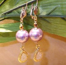 Load image into Gallery viewer, Lavender Mother of Pearl Earrings in Gold - butlercollection
