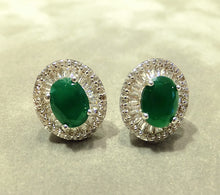 Load image into Gallery viewer, Indian Emeralds and White Topaz Gemstone Stud Earrings
