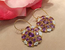 Load image into Gallery viewer, Amethyst and wite topaz gold earrings

