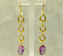 Load image into Gallery viewer, Amethyst and gold long earrings
