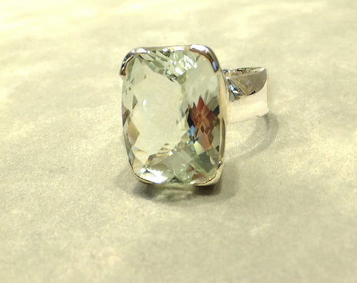 Green amethyst gemstone ring