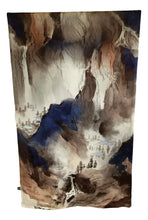 Load image into Gallery viewer, Brown and Blue theme print silk scarf
