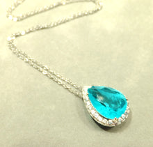 Load image into Gallery viewer, Neon Blue Paraiba tourmaline Teardop necklace
