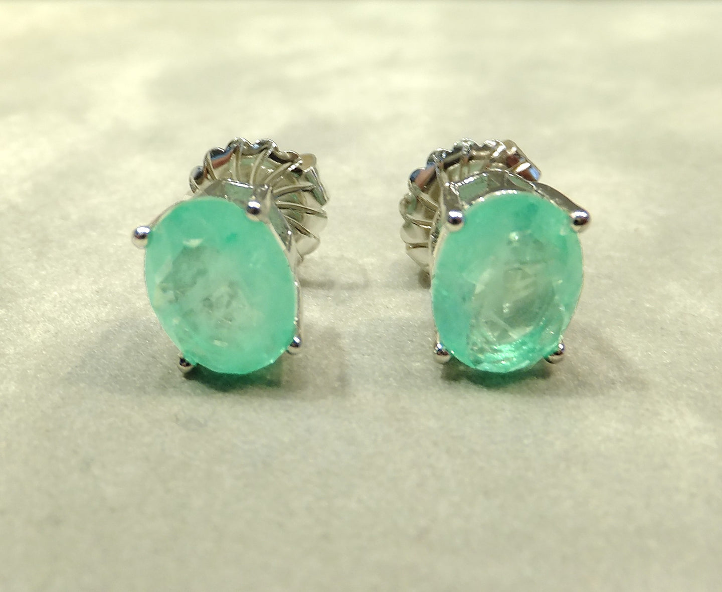 Oval mint green Paraiba Tourmaline earrings