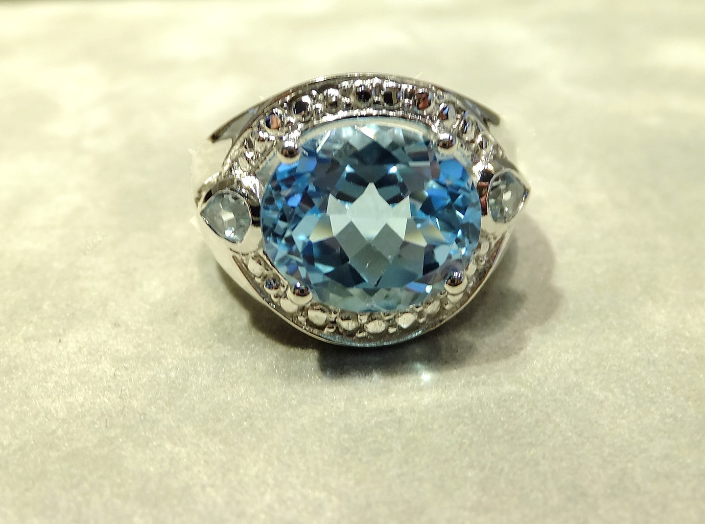 Blue topaz gemstone ring