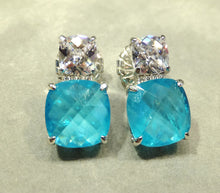 Load image into Gallery viewer, Paraiba Tourmaline and white zircon earrings
