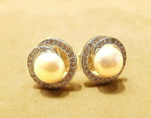Load image into Gallery viewer, Natural white pearl stud earrings
