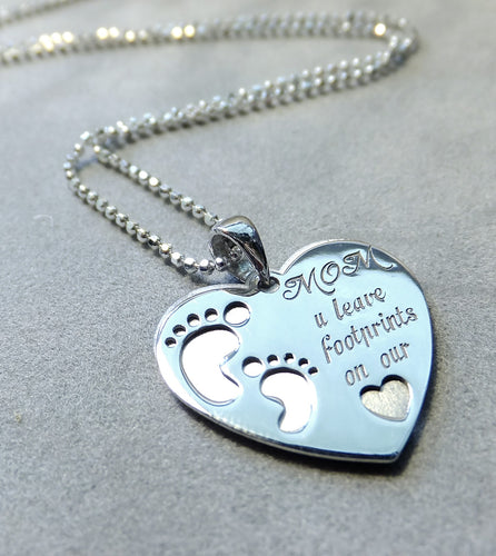 Heart for MOM in sterling silver necklace