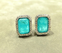 Load image into Gallery viewer, Neon blue Paraiba tourmaline stud earrings
