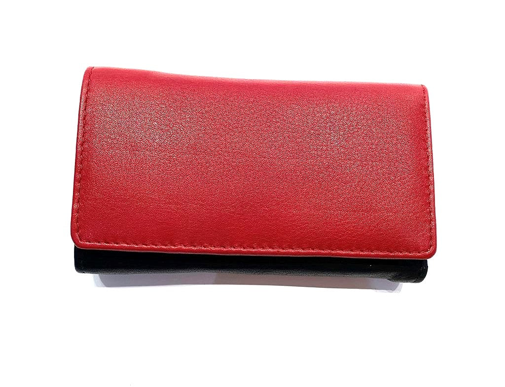 Red and black leather wallet