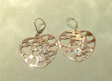 Load image into Gallery viewer, Heart drop rose gold and sterling silver earrings
