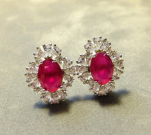 Load image into Gallery viewer, Ruby and white topaz stud earrings for woman
