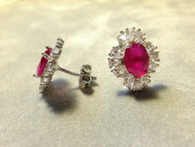 Load image into Gallery viewer, side view of ruby stud earring 
