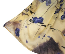 Load image into Gallery viewer, Yellow and Blue Floral print silk scarf
