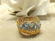 Load image into Gallery viewer, Blue topaz and aquamaine gemstone ring
