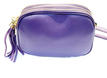 Load image into Gallery viewer, Back view of Purple leather bag
