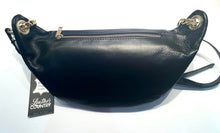 Load image into Gallery viewer, Back view of black leather bag
